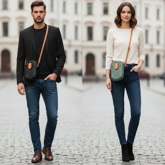 DIVINA FIRENZE Made in Italy His and Hers Leather Crossbody Set - Picture 2 of 16